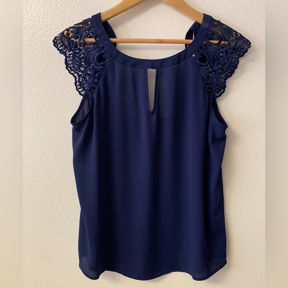 Navy Express Keyhole blouse